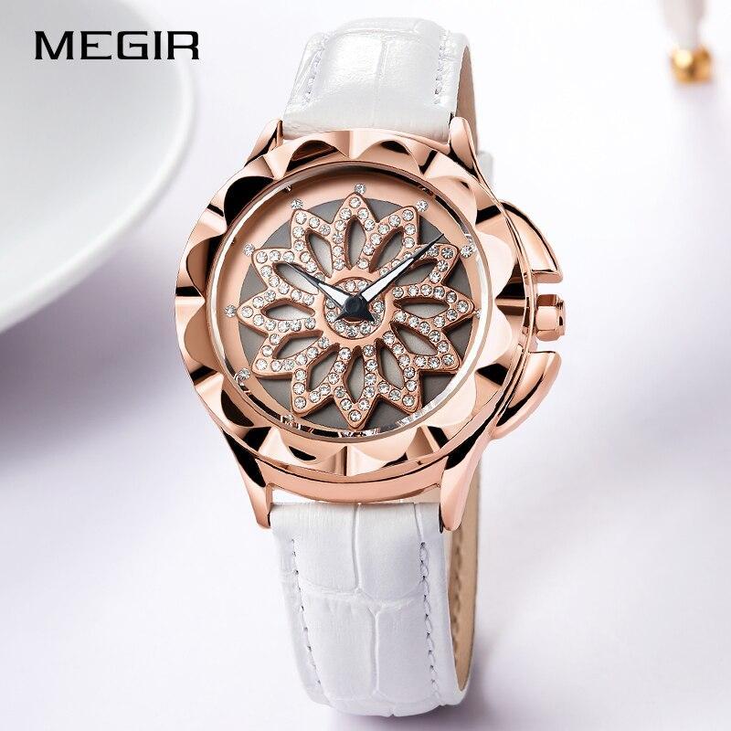 Luxury White Flower Womens Watch Analog Quartz Waterproof Wristwatches Elegant Leather Strap Modern Design