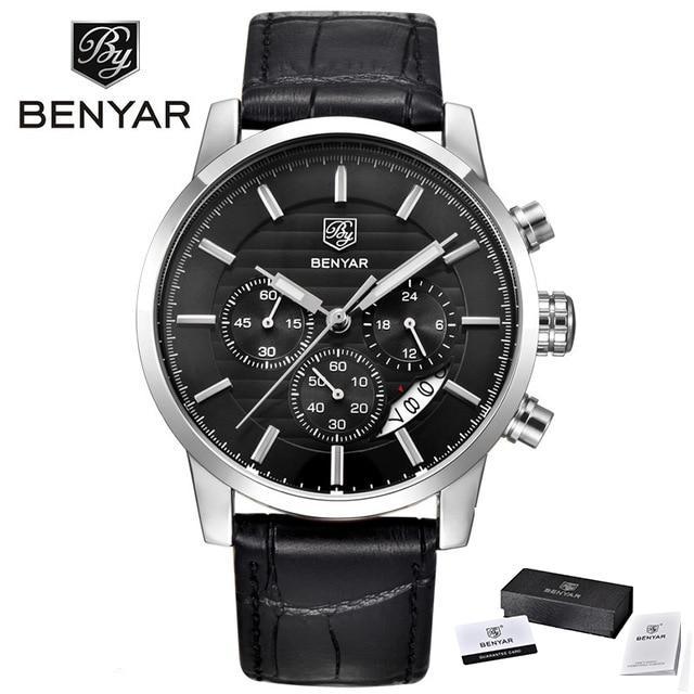 Luxury Steel Sports Men's Watches Business Design Leather Band Wrist Watch Military Quartz