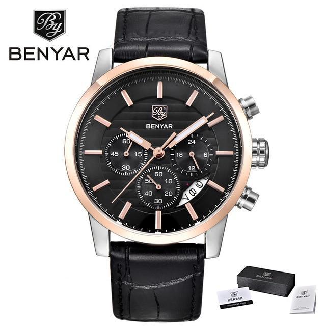 Luxury Steel Sports Men's Watches Business Design Leather Band Wrist Watch Military Quartz