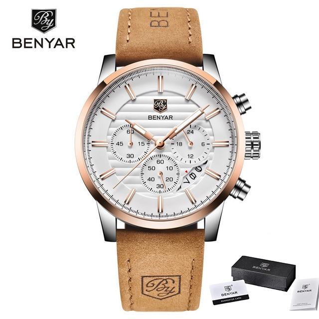 Luxury Steel Sports Men's Watches Business Design Leather Band Wrist Watch Military Quartz