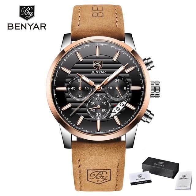 Luxury Steel Sports Men's Watches Business Design Leather Band Wrist Watch Military Quartz