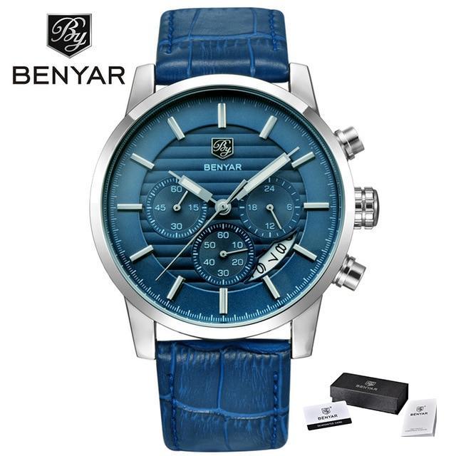 New Luxury Men Watches Chronograph Sports Watches Waterproof Casual Sport Leather Strap Quartz Men's Wrist Watch