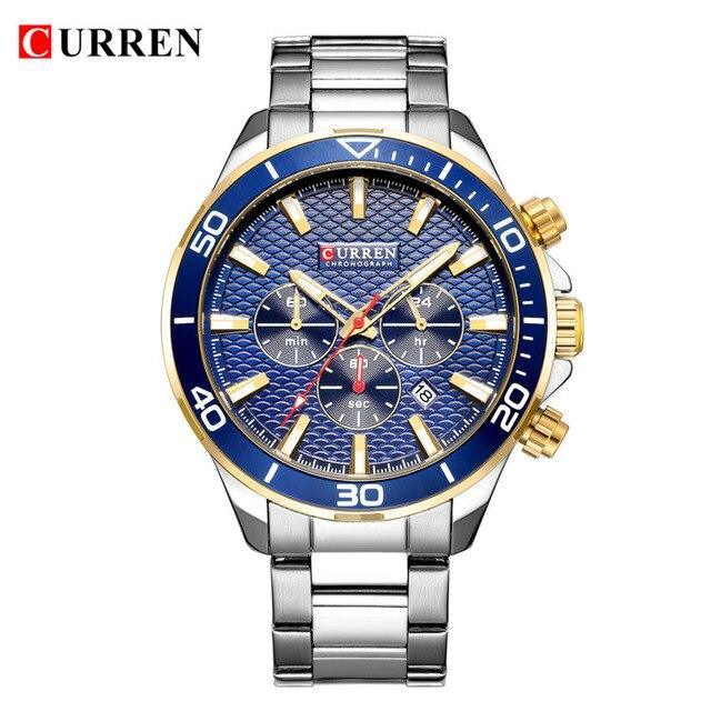 Men's Waterproof Watch With Chronometers, Date Display Excellent Background Unique Design Perfect Gift