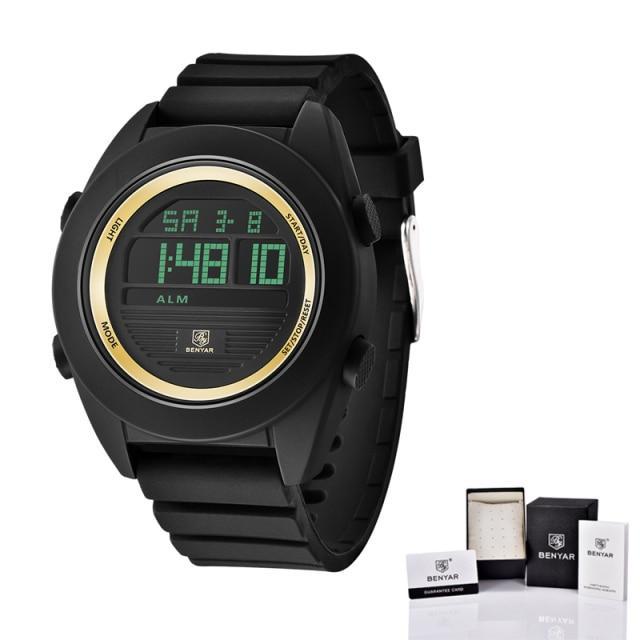 Digital Sport Men Watch Waterproof LED Wrist Watch Modern Round Black Design For Mens