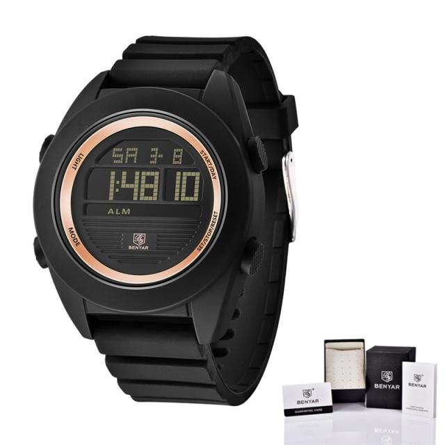 Digital Sport Men Watch Waterproof LED Wrist Watch Modern Round Black Design For Mens