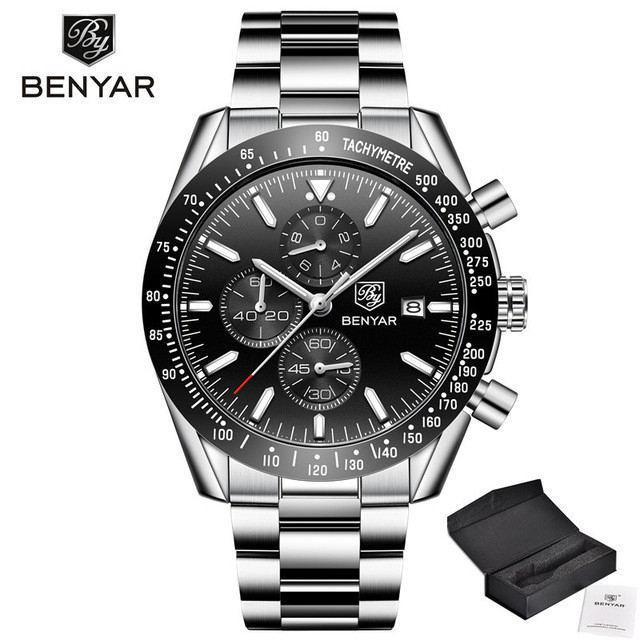 New 2021 Men Silver Blue Watch Business Analog Chronogragh Full Steel Luxury Casual Male Waterproof Sports Design Watches