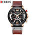 Men's Sports Waterproof Watch With Leather Belts, Chronometers And Large Numbers Details Luxury Watches Unique Design Excellent Gift