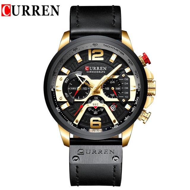 Men's Sports Waterproof Watch With Leather Belts, Chronometers And Large Numbers Details Luxury Watches Unique Design Excellent Gift