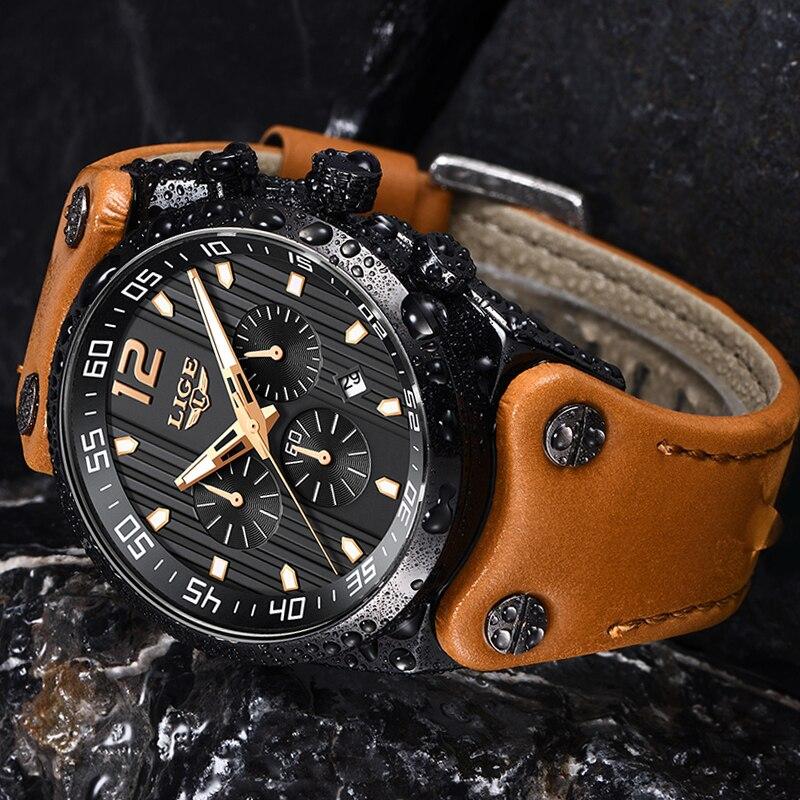 Men's Waterproof  Watch With Leather  Belts, Chronometers And Day Display Fluorescent Pointers Excellent Gift Unique Design