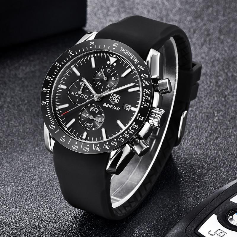 Luxury Men Stainless Steel Quartz Watch Accurate Timing Waterproof Analog Chronograph Men's Quartz Watches