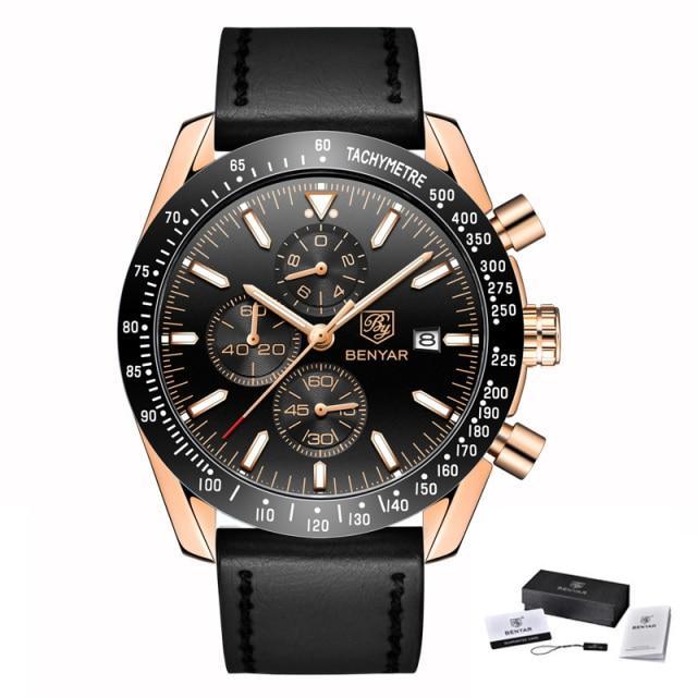 Luxury Men Stainless Steel Quartz Watch Accurate Timing Waterproof Analog Chronograph Men's Quartz Watches