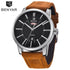 Business Fashion Men Watches Brown Luxury Military Leather Band Wristwatches  Date Week Display Watch