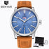 Business Fashion Men Watches Brown Luxury Military Leather Band Wristwatches  Date Week Display Watch