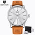 Business Fashion Men Watches Brown Luxury Military Leather Band Wristwatches  Date Week Display Watch