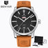 Business Fashion Men Watches Brown Luxury Military Leather Band Wristwatches  Date Week Display Watch