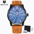 Business Fashion Men Watches Brown Luxury Military Leather Band Wristwatches  Date Week Display Watch