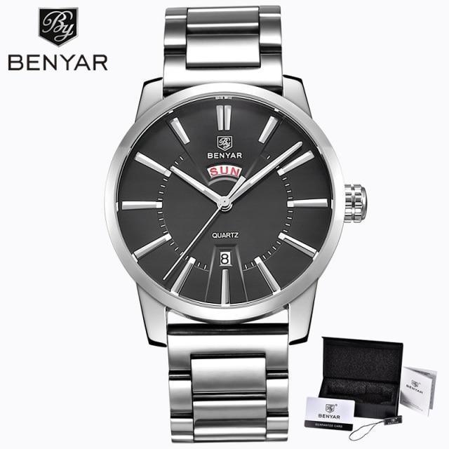 Business Fashion Men Watches Brown Luxury Military Leather Band Wristwatches  Date Week Display Watch