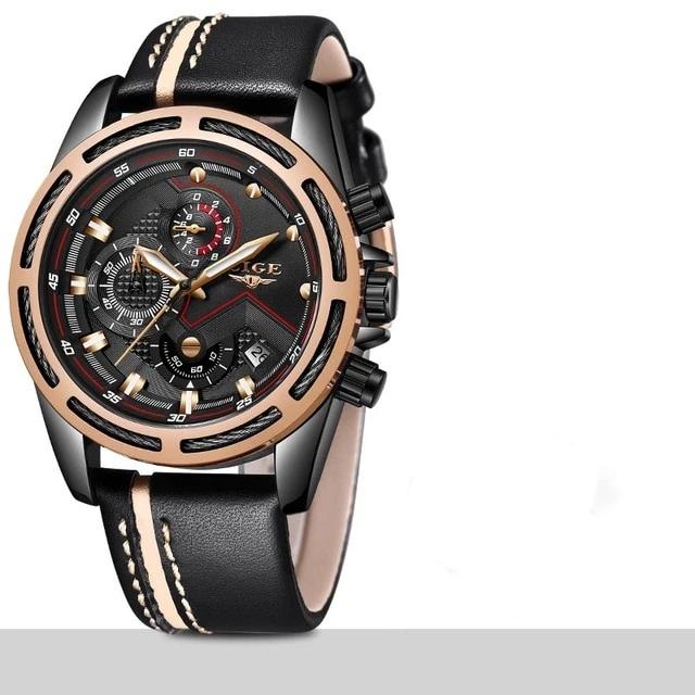 Waterproof Men's Sports  Watch With Leather Transparent Belts, Chronometers Day View Perfect Gift