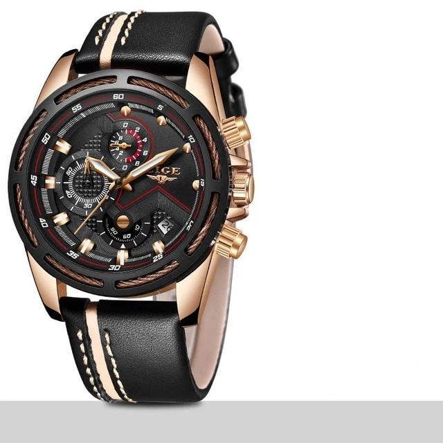 Waterproof Men's Sports  Watch With Leather Transparent Belts, Chronometers Day View Perfect Gift