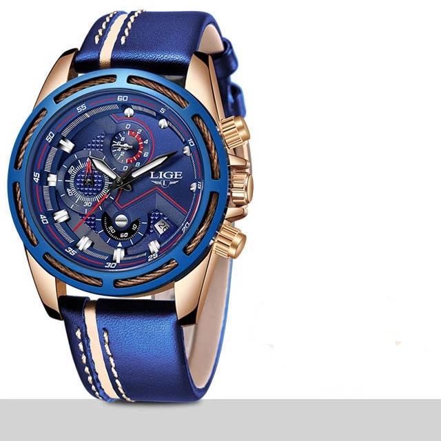 Waterproof Men's Sports  Watch With Leather Transparent Belts, Chronometers Day View Perfect Gift