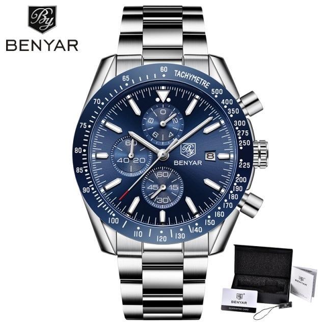 Casual Men's Watches Chronograph Modern Analog Quartz Waterproof Sports Watches Rubber Strap Business Wrist Watches For Men