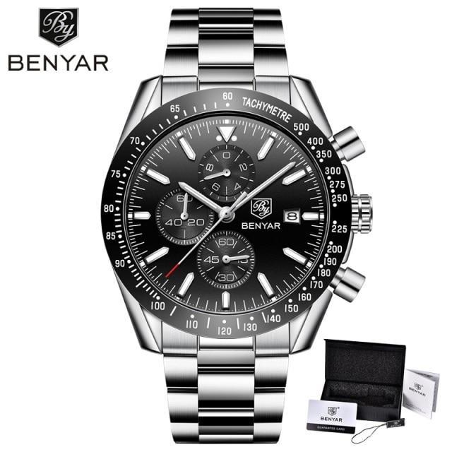 Casual Men's Watches Chronograph Modern Analog Quartz Waterproof Sports Watches Rubber Strap Business Wrist Watches For Men