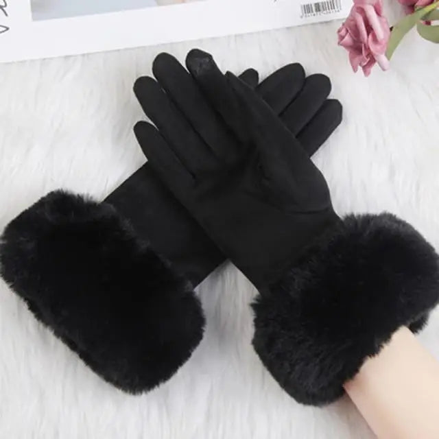 Red Winter Warm One Size Touch Screen Glove Female Fur Thick Driving Comfortable Gloves For Autumn - STEVVEX Fashion - 717, autumn gloves, black gloves, colorful gloves, comfortable gloves, cute gloves, driving gloves, elegant gloves, fashionable gloves, female gloves, glove, gloves, red gloves, touch screen gloves, warm gloves, winter gloves, women gloves - Stevvex.com