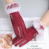 Red Winter Warm One Size Touch Screen Glove Female Fur Thick Driving Comfortable Gloves For Autumn - STEVVEX Fashion - 717, autumn gloves, black gloves, colorful gloves, comfortable gloves, cute gloves, driving gloves, elegant gloves, fashionable gloves, female gloves, glove, gloves, red gloves, touch screen gloves, warm gloves, winter gloves, women gloves - Stevvex.com