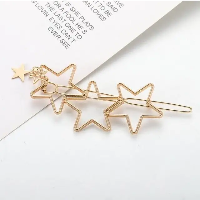 Retro Hair Barrettes Hair Pins Moon Triangle Circle Diamond Shaped Hair Clips for Girls Thick Hair Styling Accessories