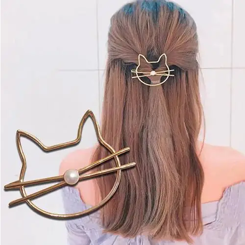 Retro Hair Barrettes Hair Pins Moon Triangle Circle Diamond Shaped Hair Clips for Girls Thick Hair Styling Accessories