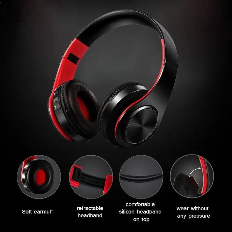 Retro Stereo Earphones Bluetooth Headphone Music Headset FM And Support SD Card With Mic And Volume Control Wireless