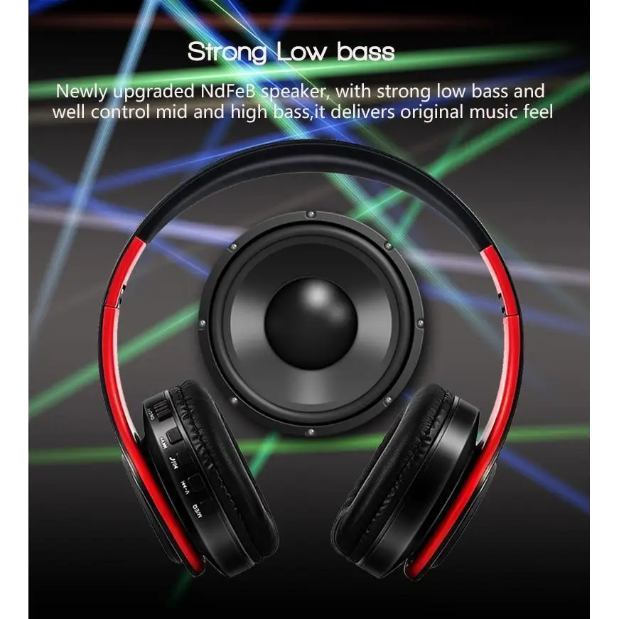 Retro Stereo Earphones Bluetooth Headphone Music Headset FM And Support SD Card With Mic And Volume Control Wireless