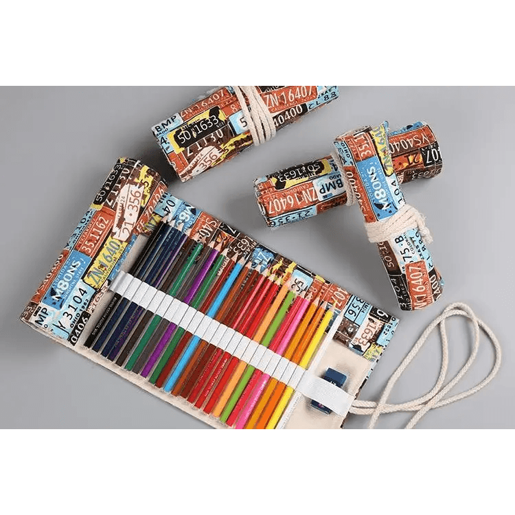 Roll Up Canvas Wrap Pencil Bag For Students Stylish Stationary Storage Pouch Unique Pencil Case For School