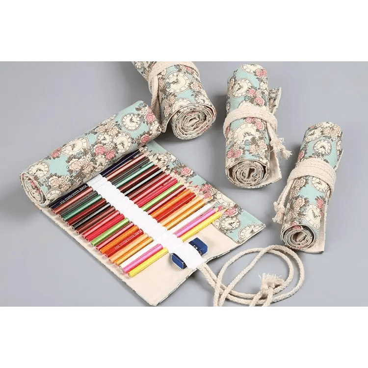 Roll Up Canvas Wrap Pencil Bag For Students Stylish Stationary Storage Pouch Unique Pencil Case For School