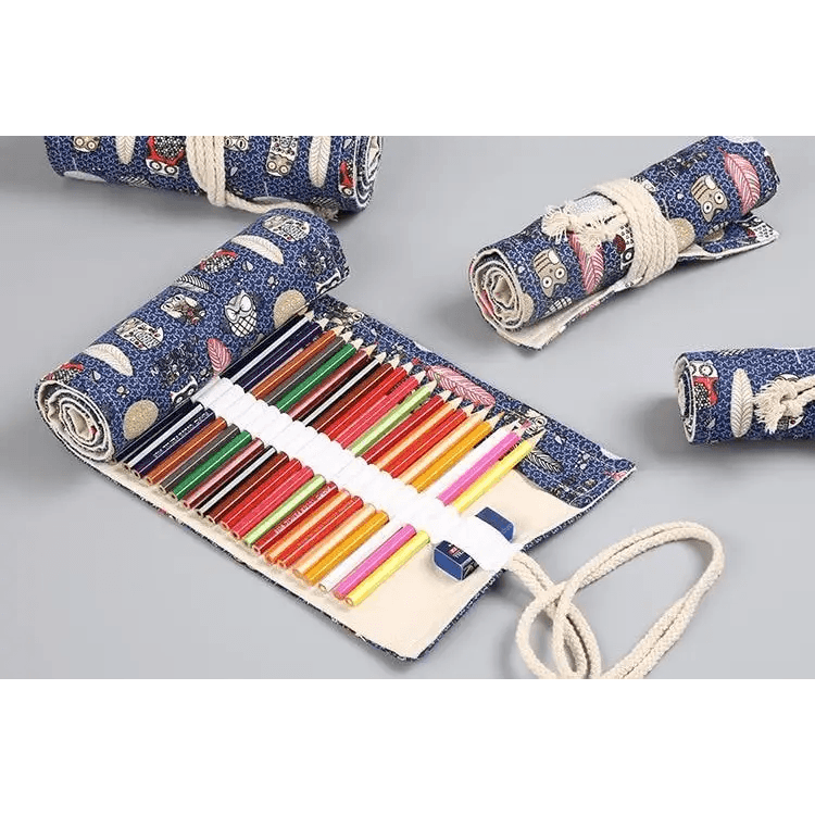 Roll Up Canvas Wrap Pencil Bag For Students Stylish Stationary Storage Pouch Unique Pencil Case For School