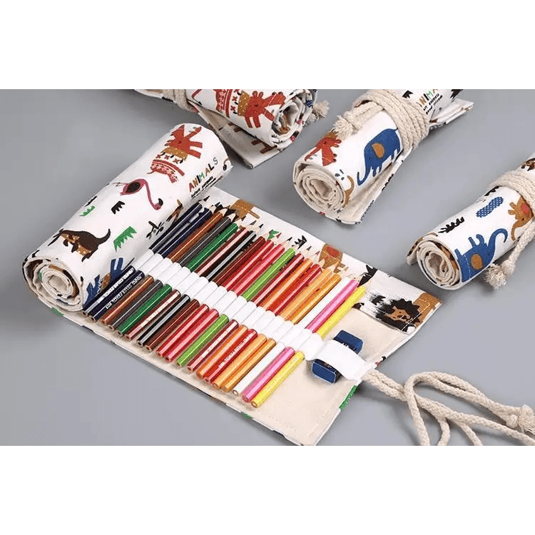 Roll Up Canvas Wrap Pencil Bag For Students Stylish Stationary Storage Pouch Unique Pencil Case For School