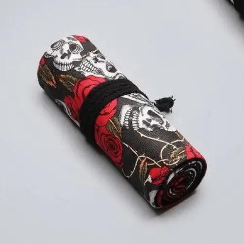 Roll Up Canvas Wrap Pencil Bag For Students Stylish Stationary Storage Pouch Unique Pencil Case For School - 48 HolesC