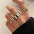 Shiny Gold Wide Chain Rings Set For Women And Girls Crystal Round Rings Vintage Style Female Party Jewelry - 1