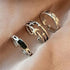 Shiny Gold Wide Chain Rings Set For Women And Girls Crystal Round Rings Vintage Style Female Party Jewelry - ALU06193AYV