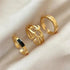 Shiny Gold Wide Chain Rings Set For Women And Girls Crystal Round Rings Vintage Style Female Party Jewelry - ALU06193AYV