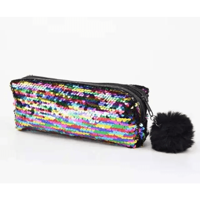 Shiny Reversible Girls Pencil Case Glitter Design Double Color Zipper Make Up Bag Stationery Case For Students - 3