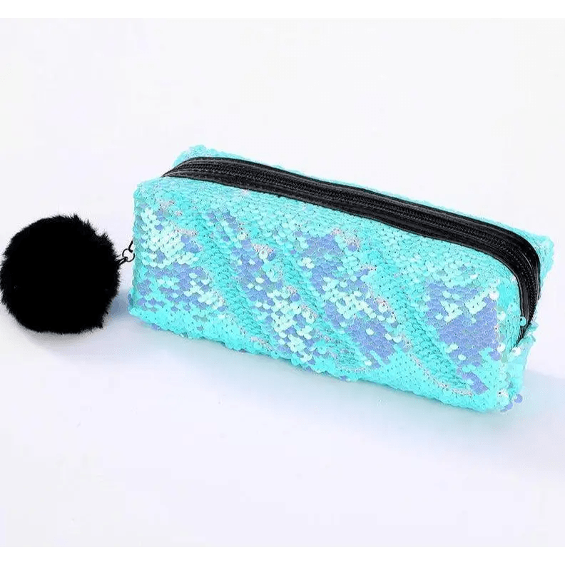 Shiny Reversible Girls Pencil Case Glitter Design Double Color Zipper Make Up Bag Stationery Case For Students - 8