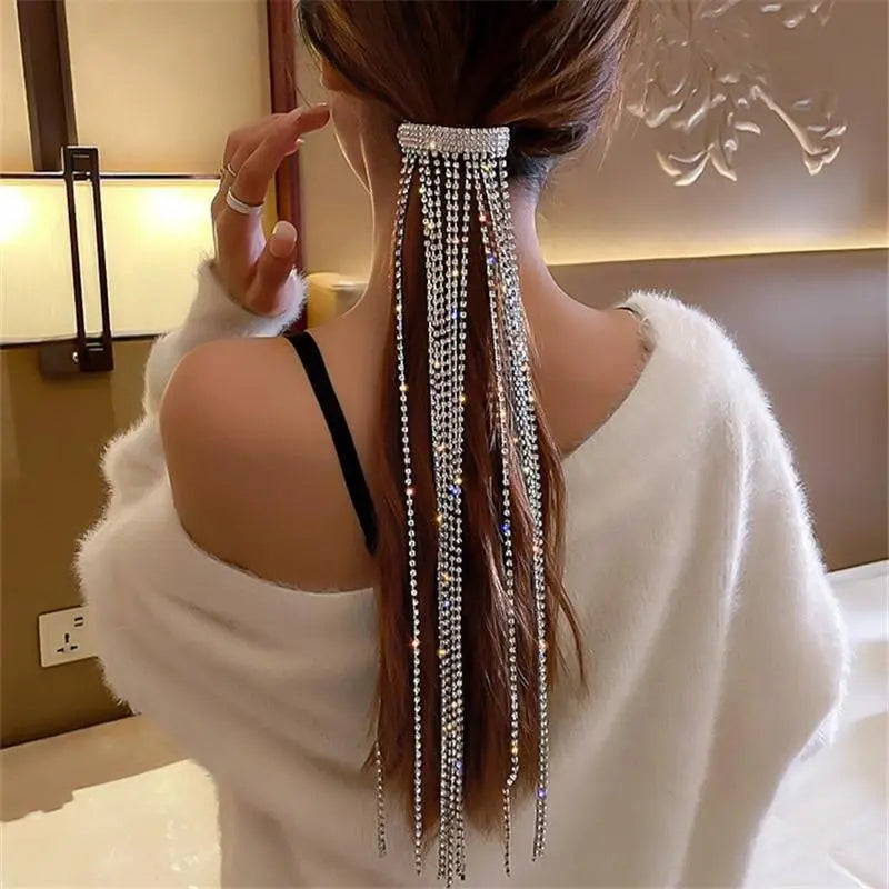 Shiny Silver Hair Extension Chains Tassel Multi Charming Chain Ponytail Luxury Party Accessories - STIL6477JUGNM