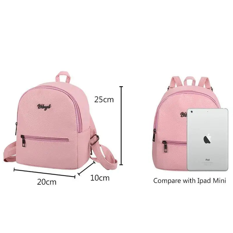 Simple And Stylish Mini Solid Backpack For Women And Girls Cute Travel Bag Trendy Student School Backpacks - ALU77041KHO