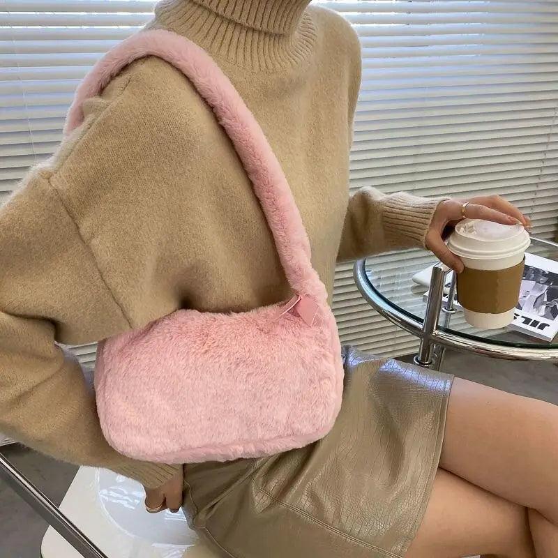 Simple And Stylish Women Soft Plush Winter Furry Shoulder Bags For Ladies And Girls Designer Clutch Handbag For Female - ALLURELATION - 575, Anti-theft Shoulder Bag, Bags, Bags for Girls, Bags for Ladies, Bags For Teenagers, Bags For Women, Bags in Demand, Best Selling Bags, Birthday Gift, Book Bag, Designer Female Bags, Gift Bags, Hot sale Bags, Luxury Bags, Matching Bags, Modern Bags, Picnic Bags, Shopping Bag, Shoulder Bags, Soft Plush Shoulder Bags, Winter Furry Ladies Clutch - Stevvex.com