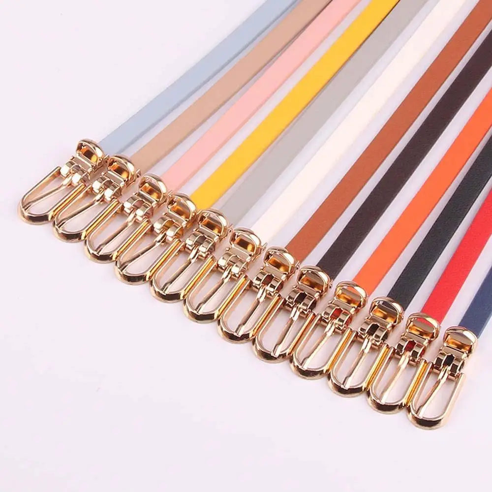 Simple Cute Leather Belts Candy Color Thin Skinny Waistband Classic Adjustable Fashion Women Belts - STIL9568NBCXT