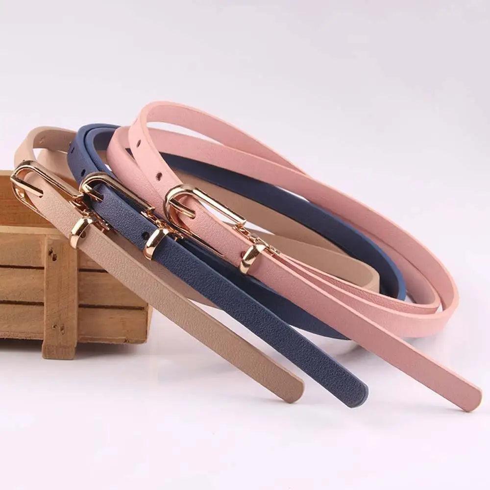 Simple Cute Leather Belts Candy Color Thin Skinny Waistband Classic Adjustable Fashion Women Belts - STIL9568NBCXT