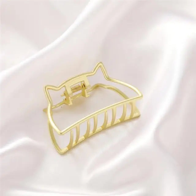 Simple Gold Geometric Metal Hair Claw Women Lightweight Modern Nonslip Big Luxury Hair Clips Women Excellent Gift - 1