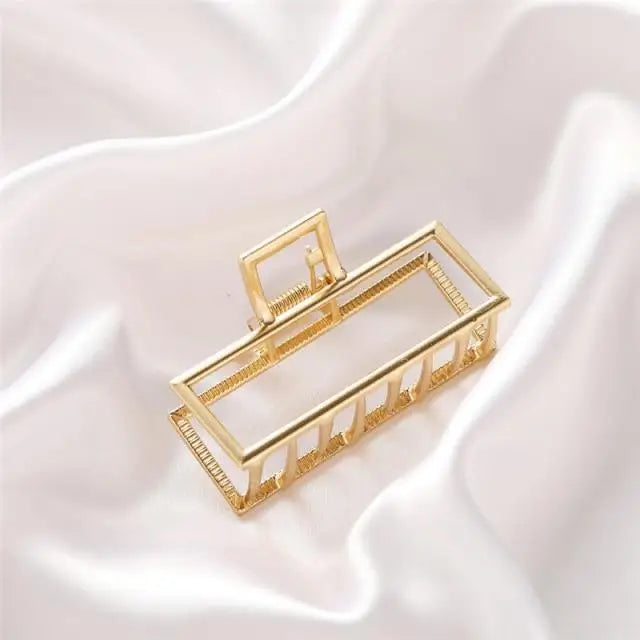 Simple Gold Geometric Metal Hair Claw Women Lightweight Modern Nonslip Big Luxury Hair Clips Women Excellent Gift - 5