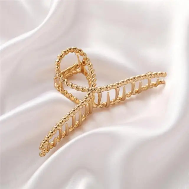 Simple Gold Geometric Metal Hair Claw Women Lightweight Modern Nonslip Big Luxury Hair Clips Women Excellent Gift - 2